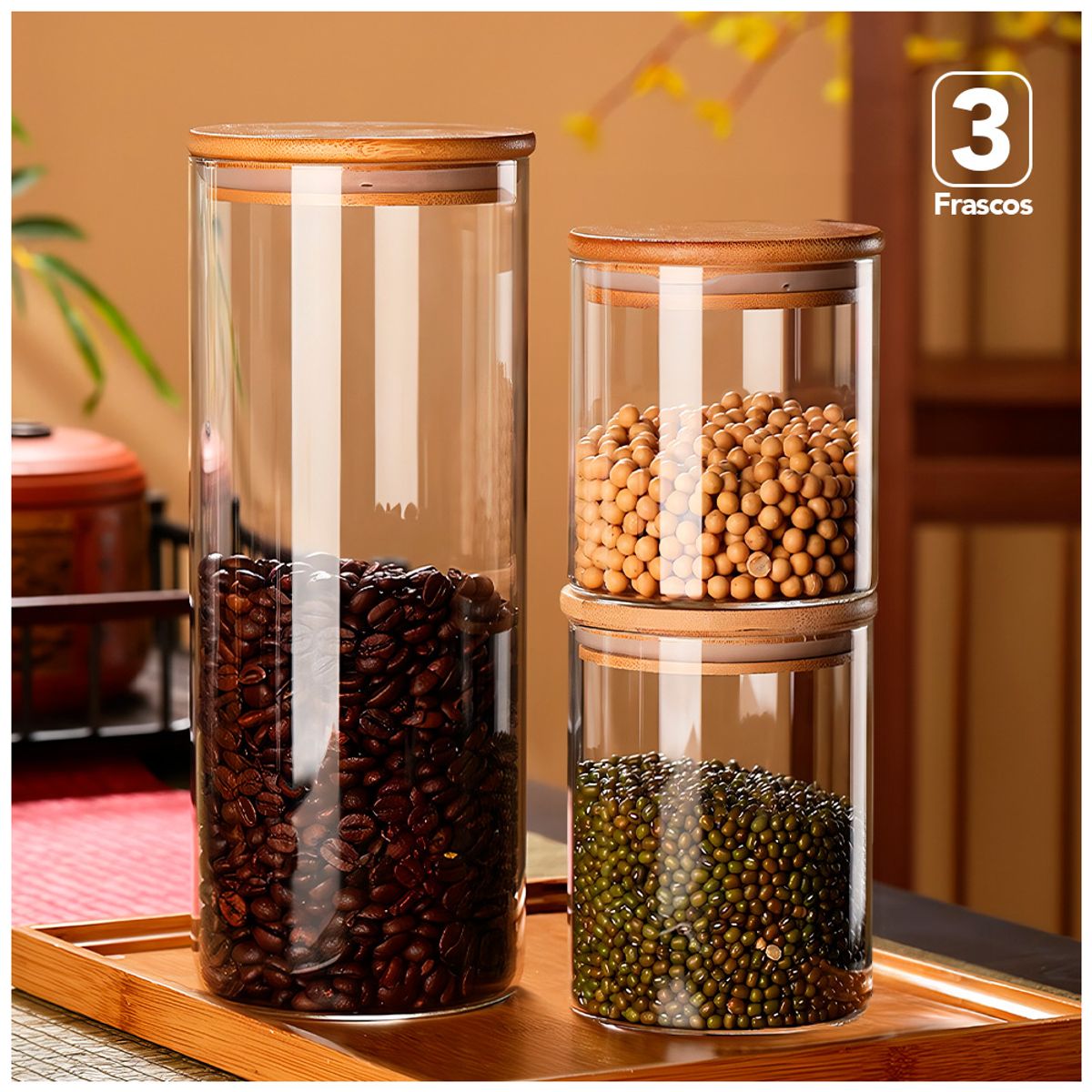 KELLER - Set de 3 Contenedores Frascos Herméticos Circular CF2