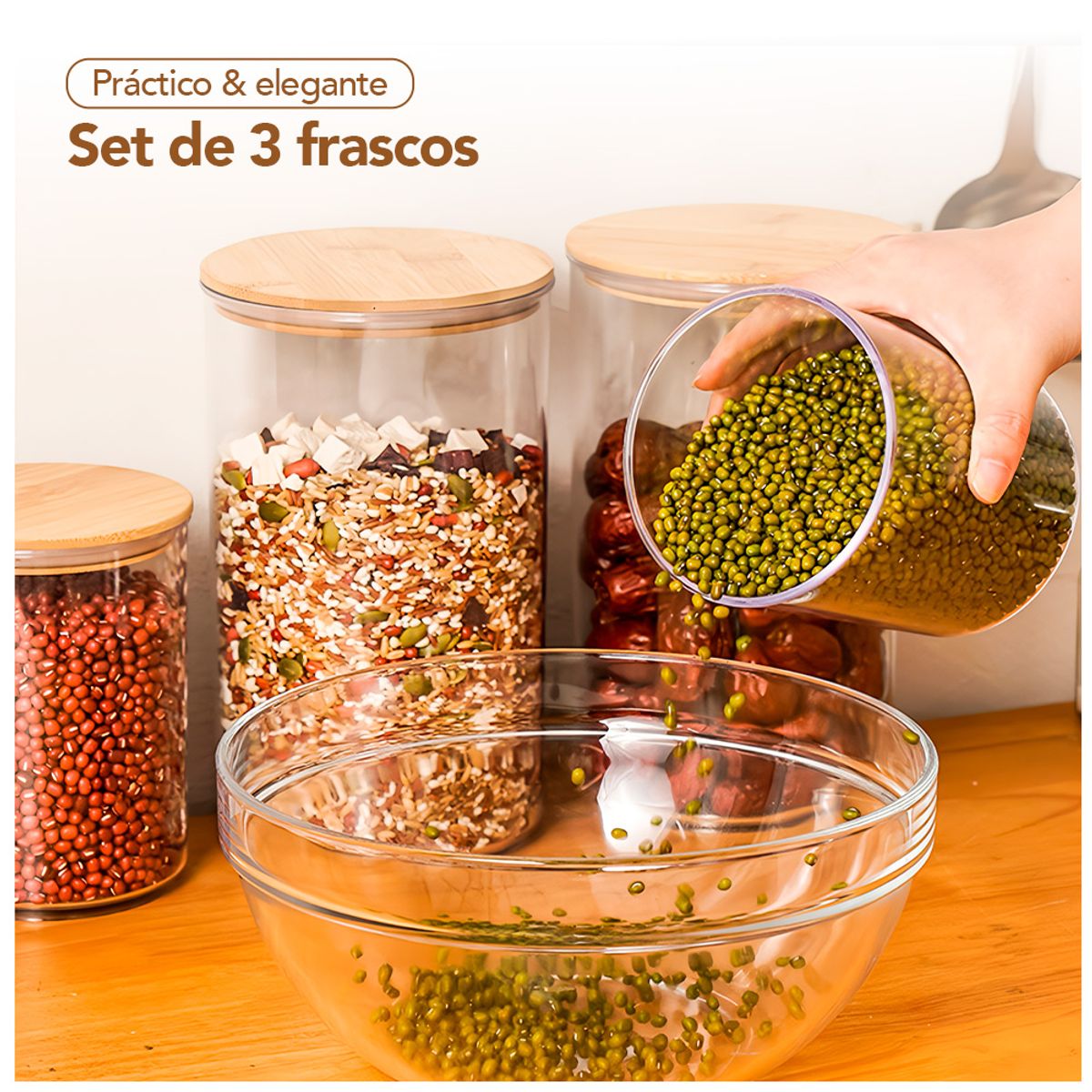 KELLER - Set de 3 Contenedores Frascos Herméticos Circular CF2