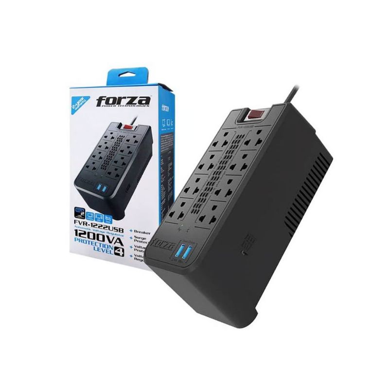 HP - ESTABILIZADOR FORZA 8 TOMAS FVR-1222 USB-2 1200VA 8-TOMAS