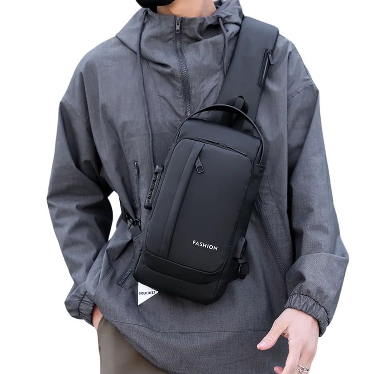 GENERICO - Mochila Morral Antirrobo Candado Clave Negro USB Mensajero Genieka