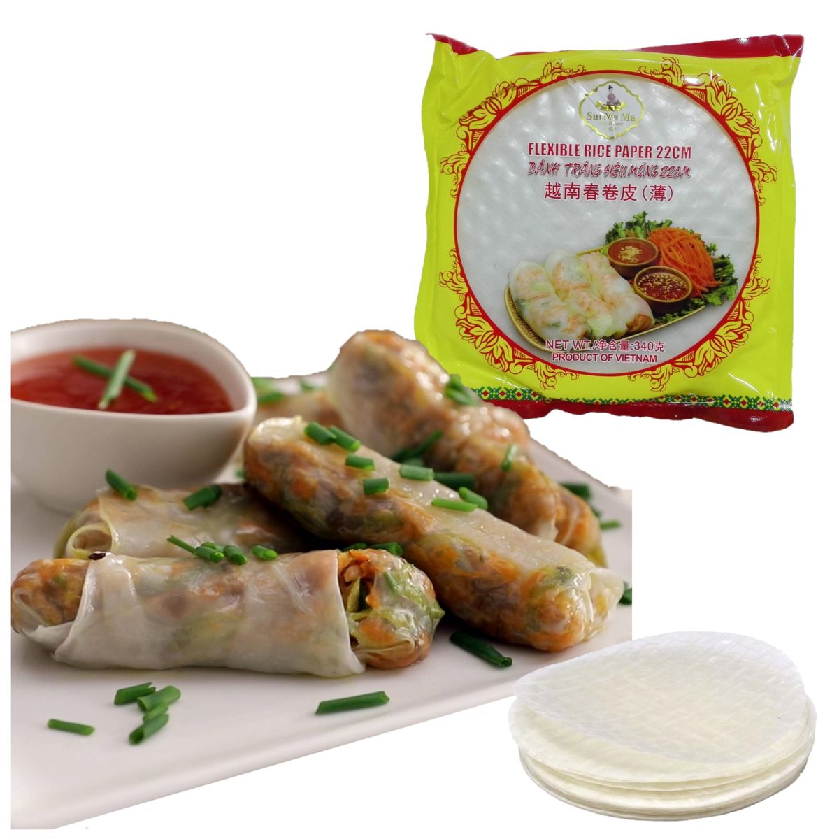 GENERICO - Papel De Arroz Redondo Clasico 22cm 35u Sui Ma Ma