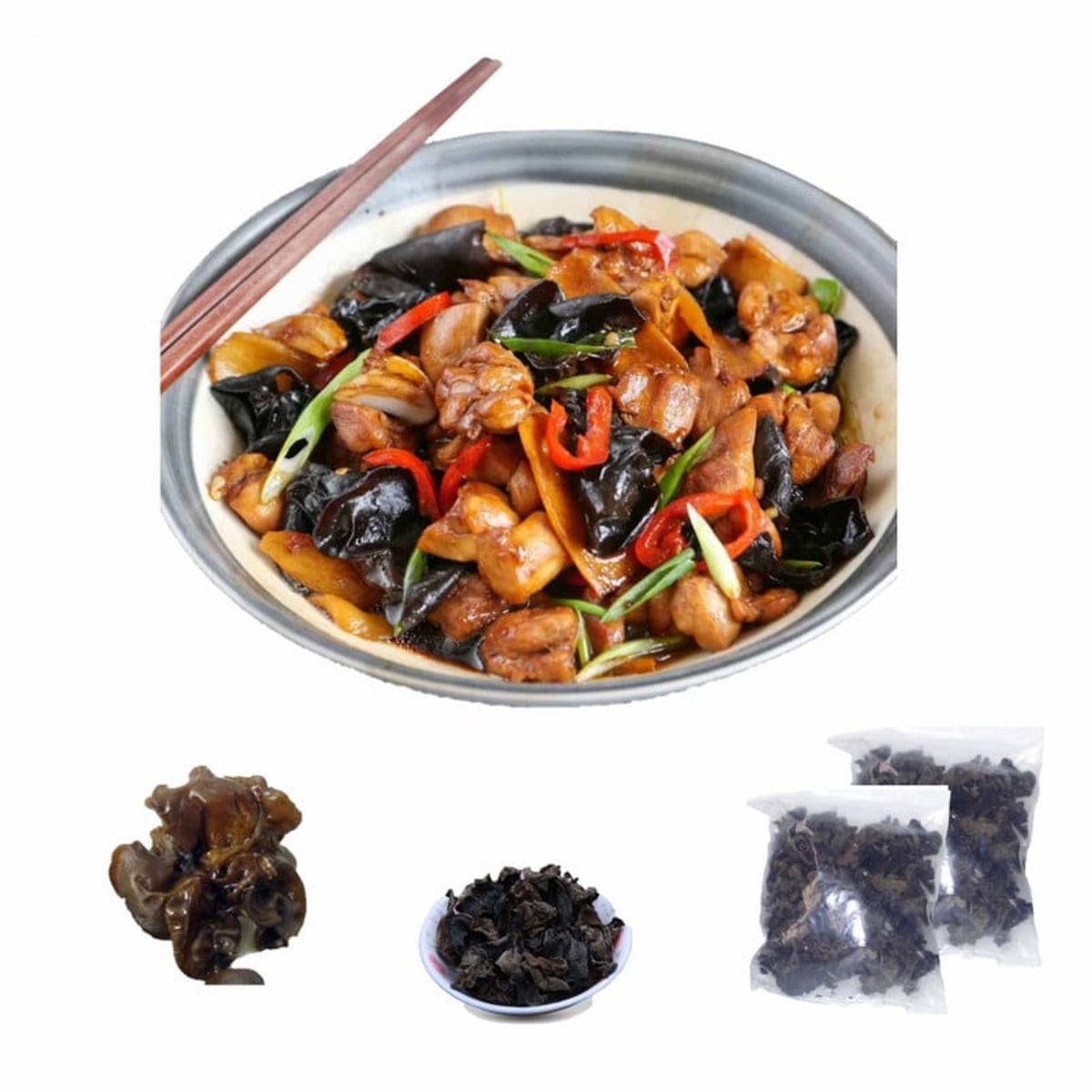 GENERICO - Pack Hongos Chinos Wen Yi Wanji Ear Wood Mushroom 200gr