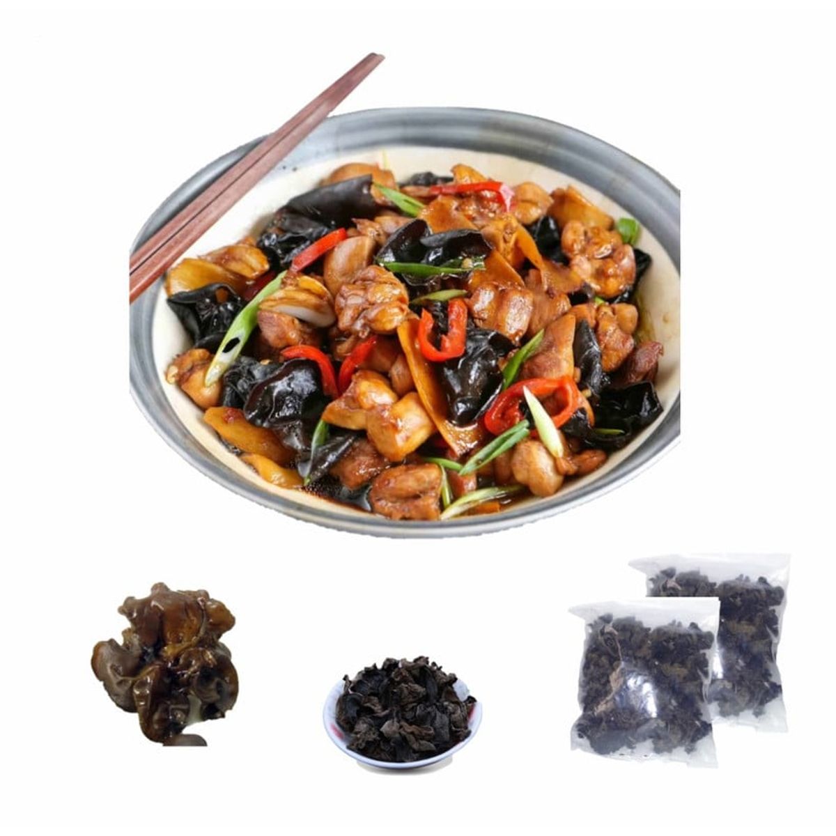 GENERICO - Pack Hongos Chinos Wen Yi Wanji Ear Wood Mushroom 200gr