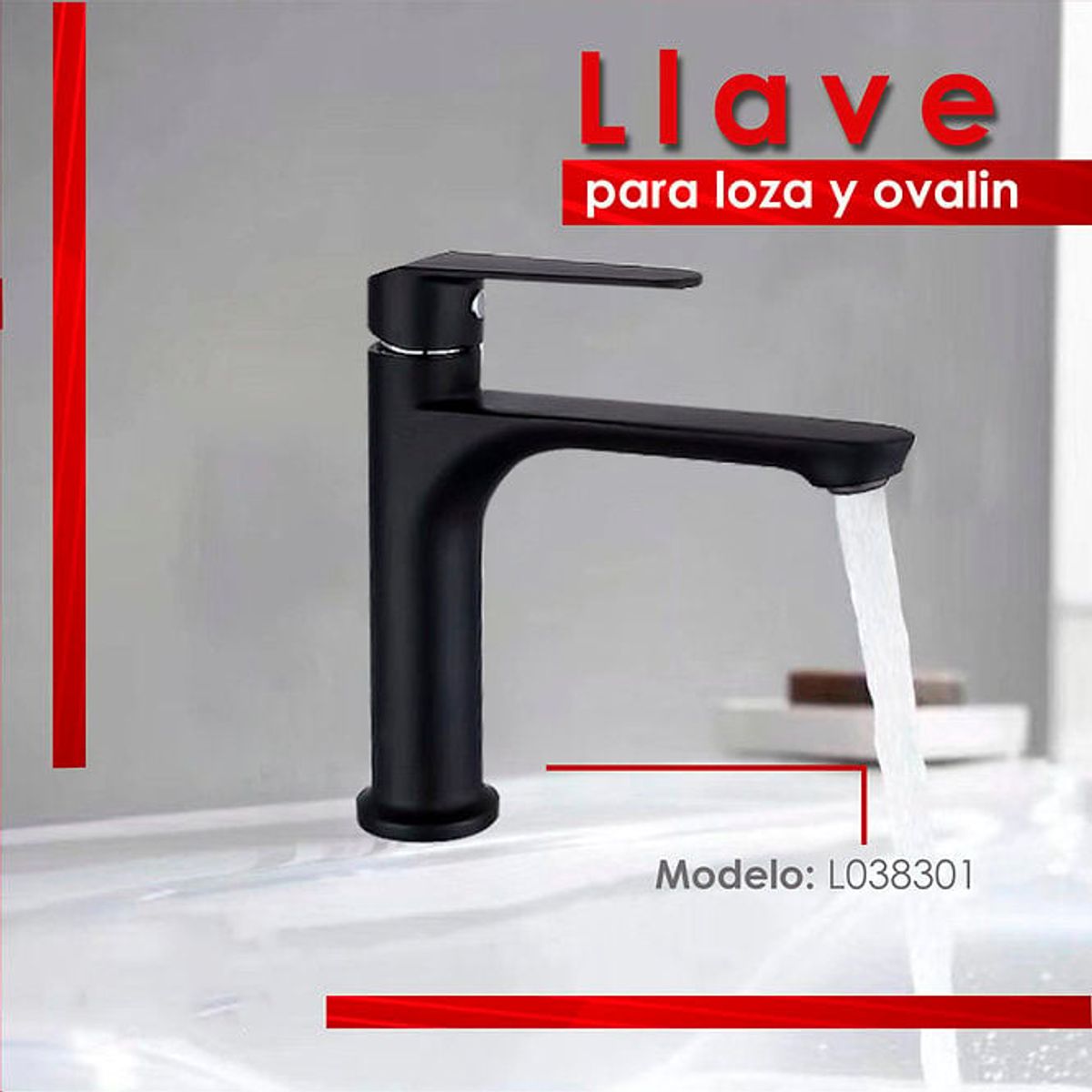 XM - LLAVE PARA LAVATORIO BAJO NEGRO L038301