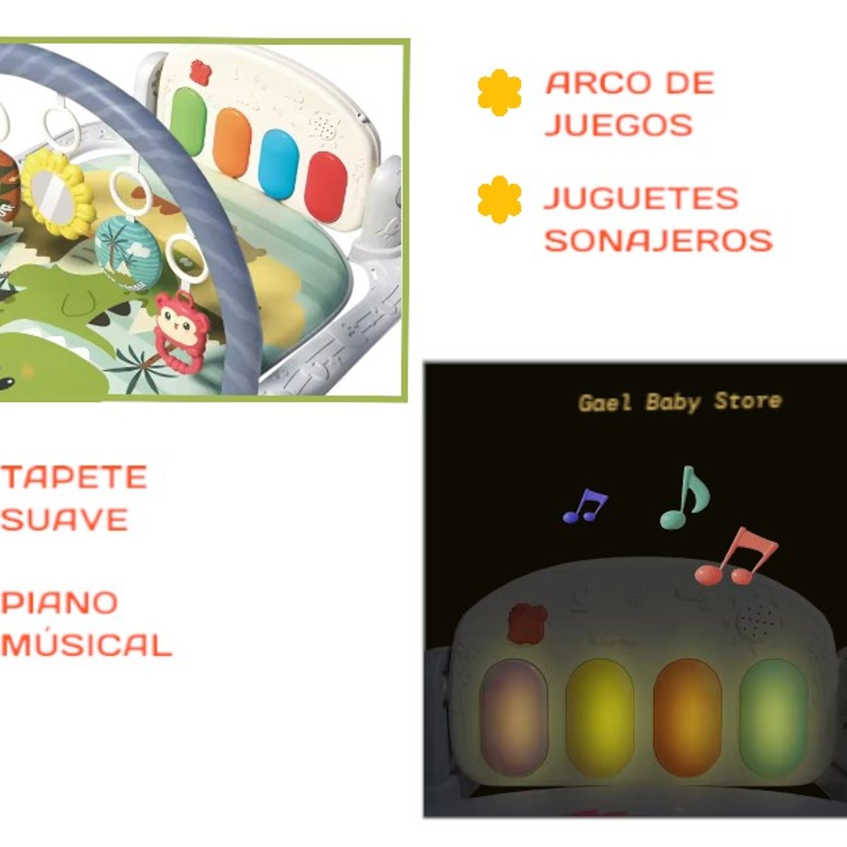 GENERICO - GIMNASIO CON PIANO MUSICAL 3 EN 1 PARA BEBÉ