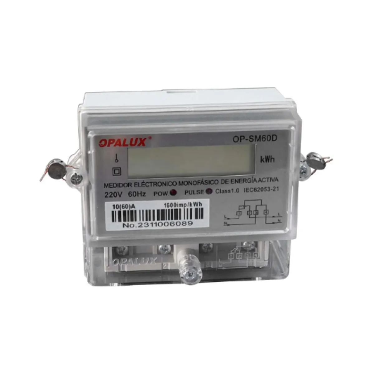 OPALUX - Medidor de Energía Monofásico Digital 220V OP-SM60D OPALUX