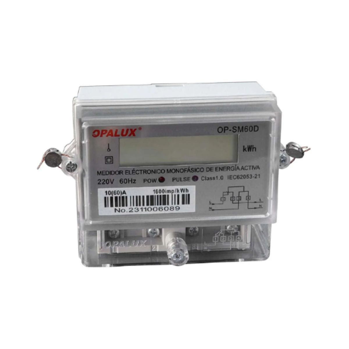 OPALUX - Medidor de Energía Monofásico Digital 220V OP-SM60D OPALUX