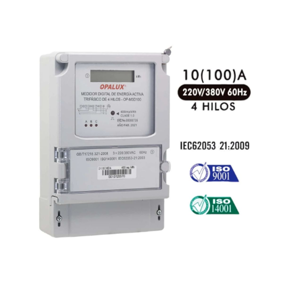 OPALUX - Medidor de Energía Trifásico Digital 220V380V OP-M3D100 OPALUX