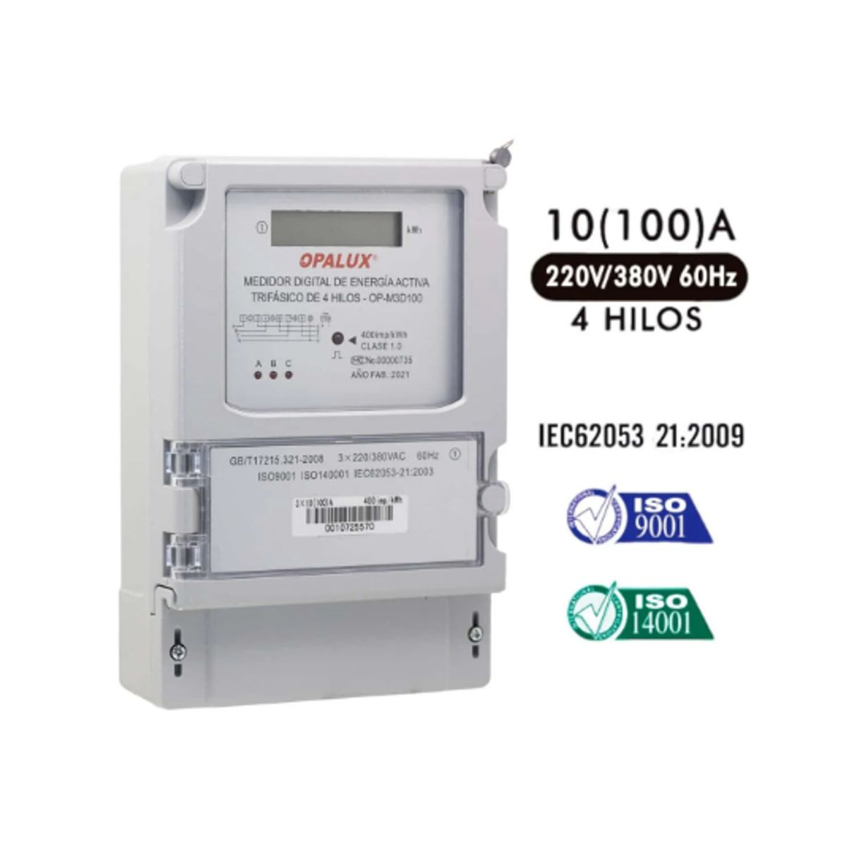 OPALUX - Medidor de Energía Trifásico Digital 220V380V OP-M3D100 OPALUX