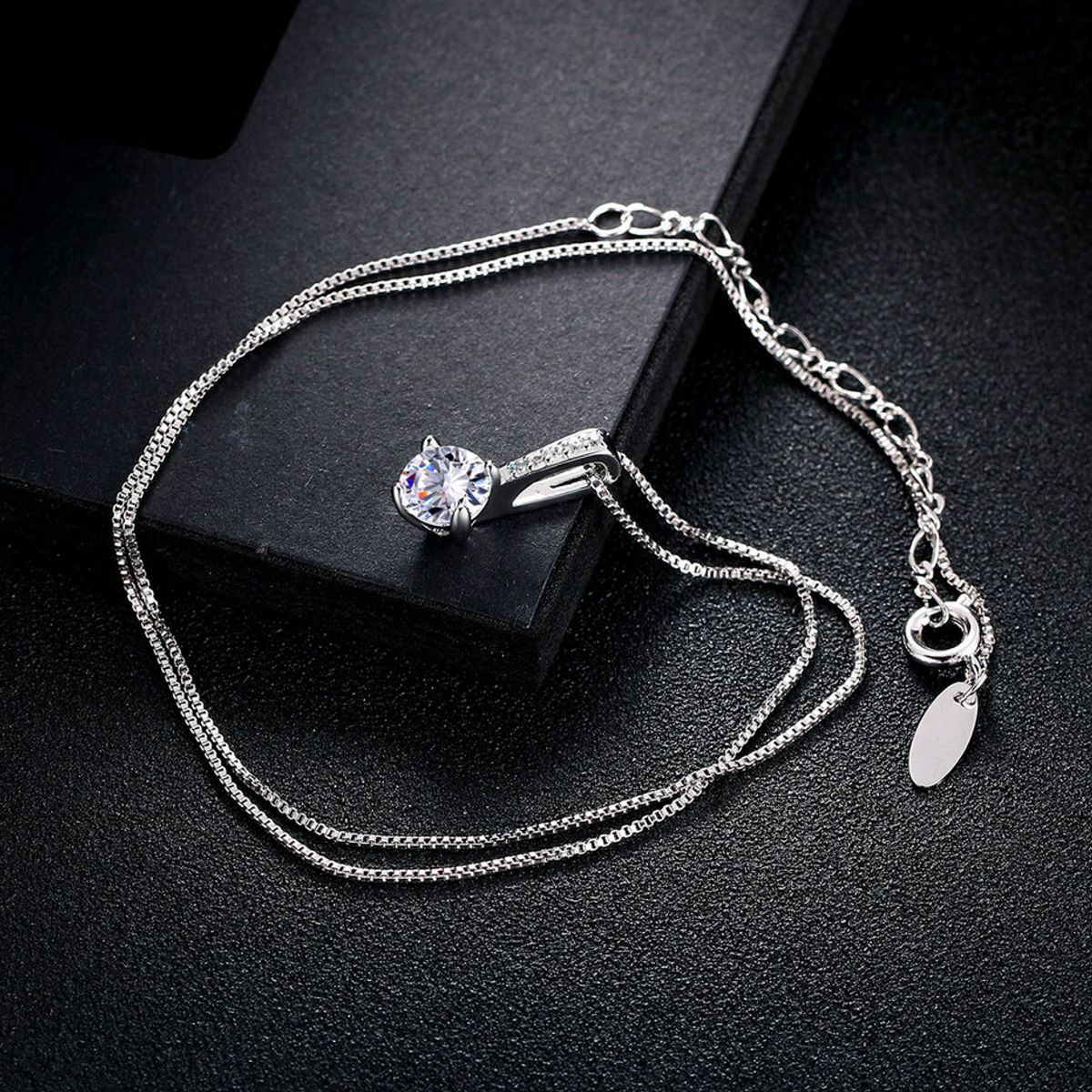 LA TIENDA 88 JOYAS Y ACCESORIOS - La Tienda 88 - Collar Mujer Punto de Luz Bañado Oro 18k - Blanco