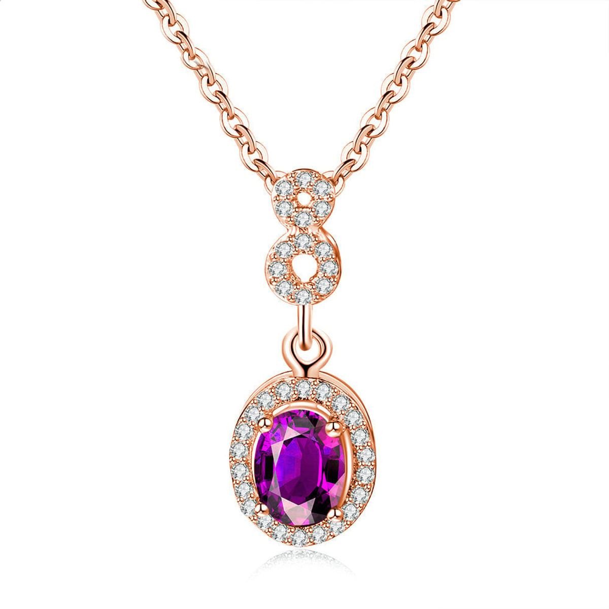 LA TIENDA 88 JOYAS Y ACCESORIOS - La Tienda 88 - Collar Colgante Mujer Cristal Gota Lila - Rosa