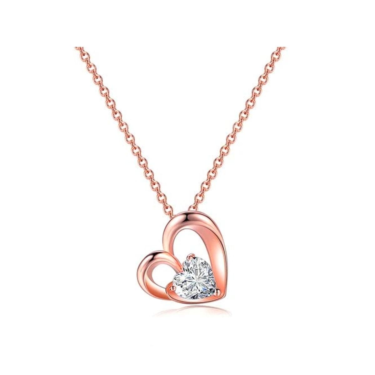 LA TIENDA 88 JOYAS Y ACCESORIOS - La Tienda 88 - Collar Mujer Corazón amor bañado Oro de 18k - Rosa