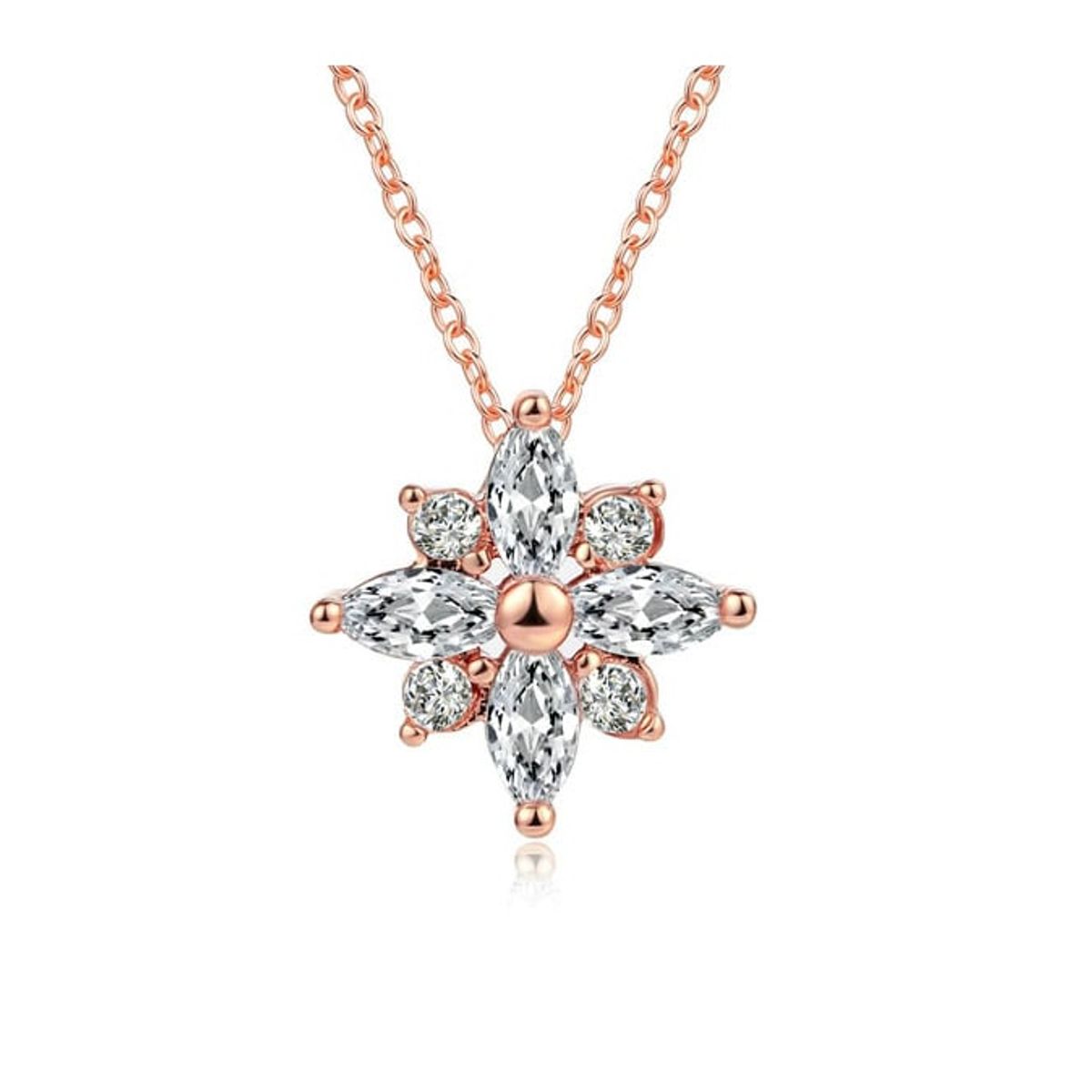 LA TIENDA 88 JOYAS Y ACCESORIOS - La Tienda 88 - Collar Mujer Estrella Copo de Nieve Bañado Oro - Rosa