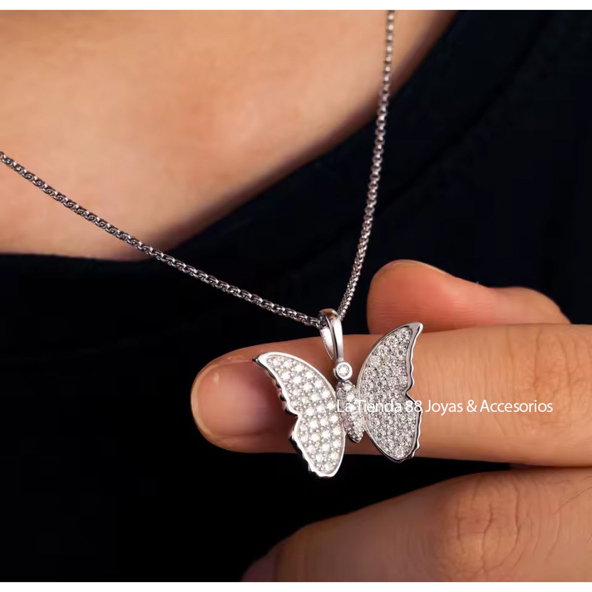 LA TIENDA 88 JOYAS Y ACCESORIOS - La Tienda 88 - Collar Mujer Mariposa Bañado en Oro 18k - Blanco