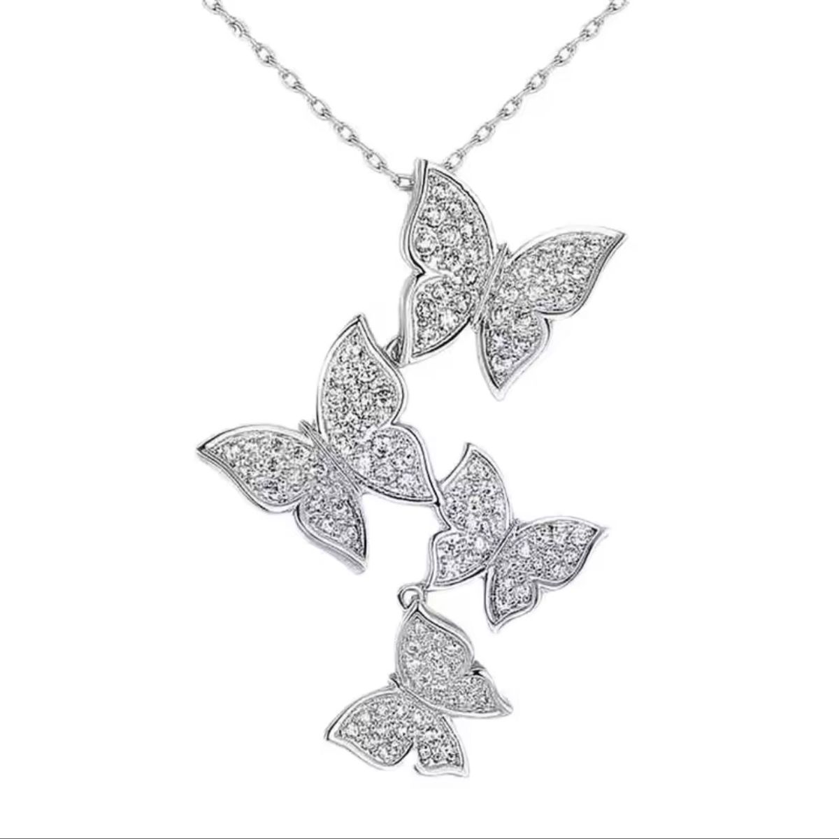 LA TIENDA 88 JOYAS Y ACCESORIOS - La Tienda 88 - Collar Mujer mariposas con Cristales Suizos - Blanco