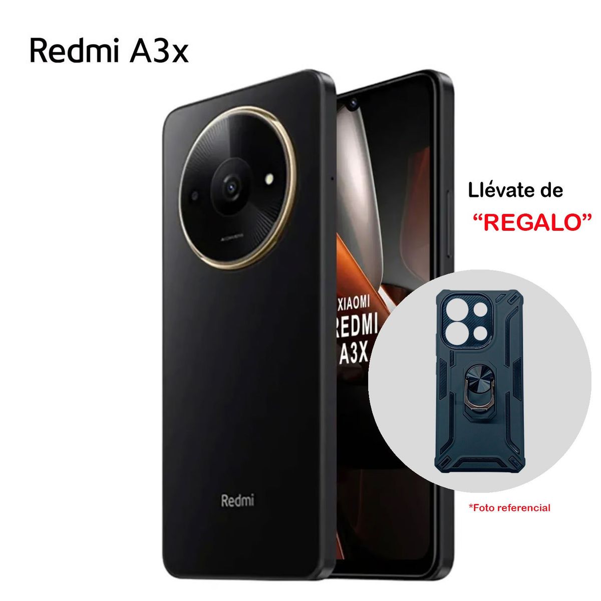 REDMI - XIAOMI REDMI A3X 4GB RAM 128GB COLOR NEGRO OCASO CON ESTUCHE RANGER  DE REGALO