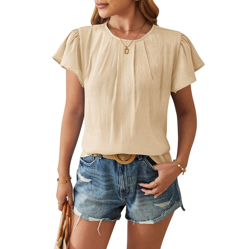 BLWOENS - Camiseta de manga corta de verano para mujeres - Beige