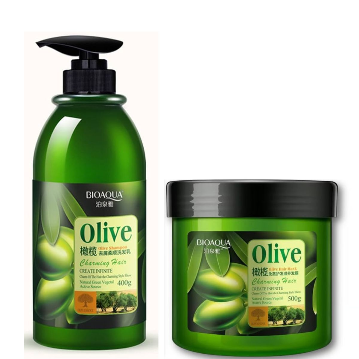 BIOAQUA - Shampoo de Olivo + Mascarilla Hidratante de cabello