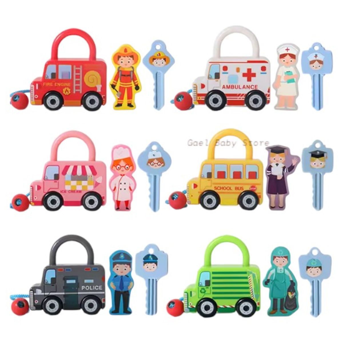 GENERICO - JUGUETE DIDACTICO CARRO DE PROFESIONES CON LLAVES