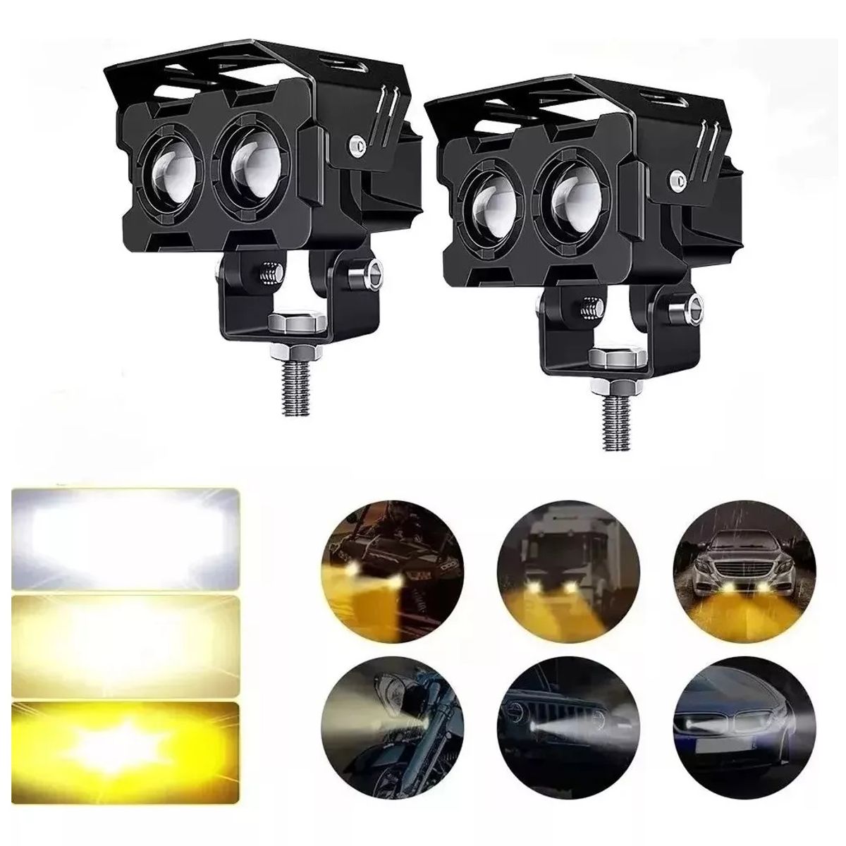 GENERICO - Faros Auxiliares Led De Luz Altabaja 60w Pauto Moto 1pz