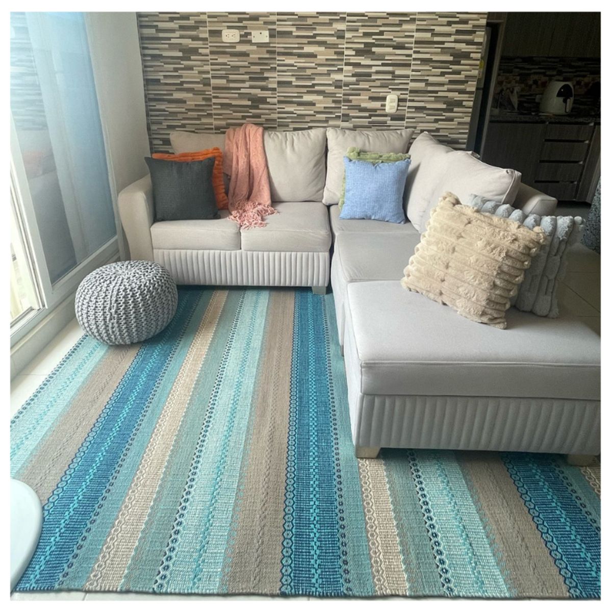 GENERICO - Alfombra Kellim IC13516 Turquesa 2.80 x 3.65 m