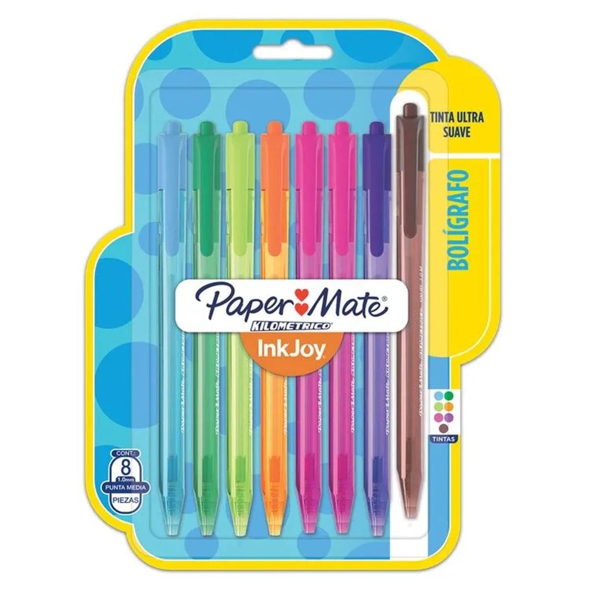 PAPER MATE - Bolígrafo Paper Mate Inkjoy 100Rt Pta Surtidos 8ct