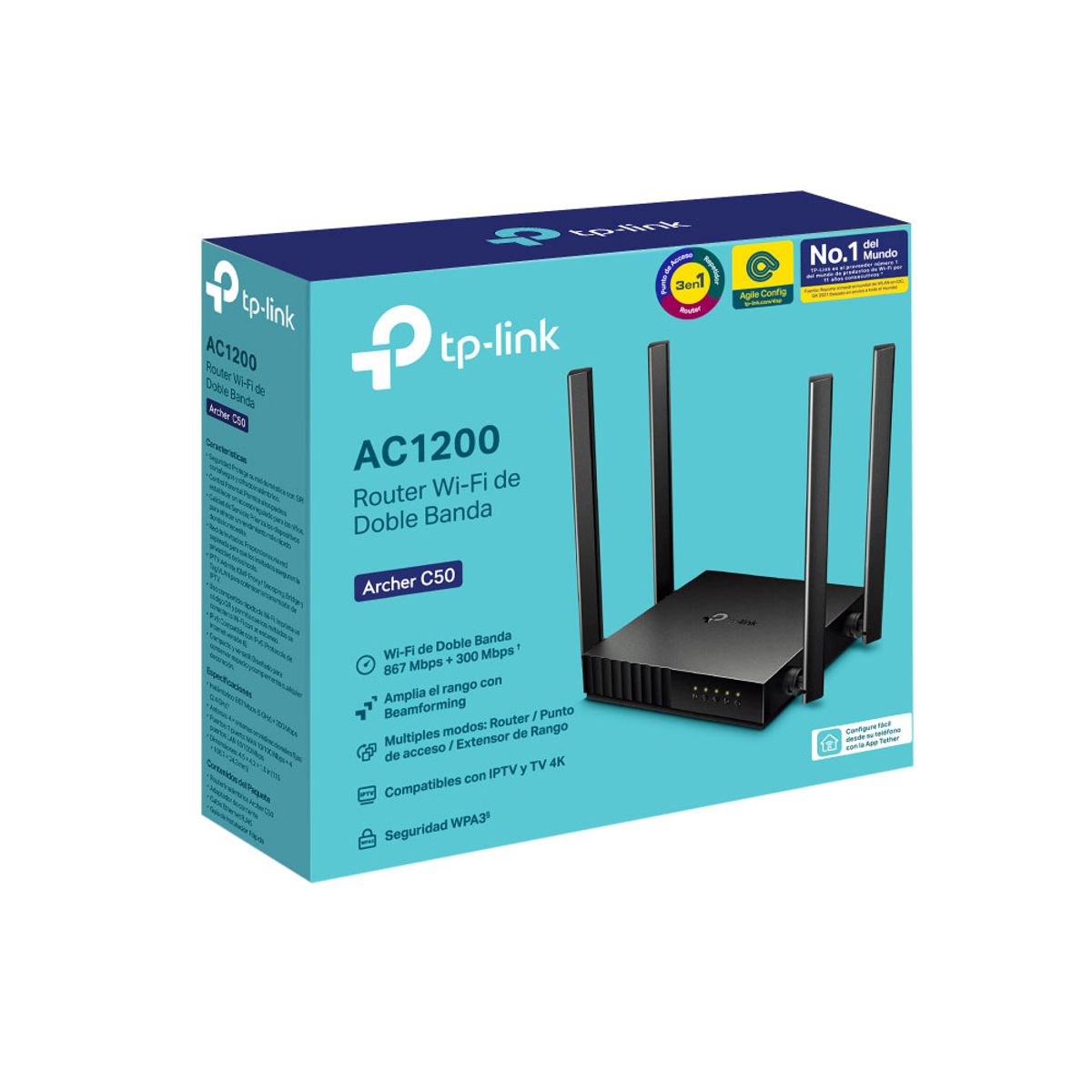 TP LINK - ROUTER TP-LINK ARCHER C50 AC1200 5PTS BASE100