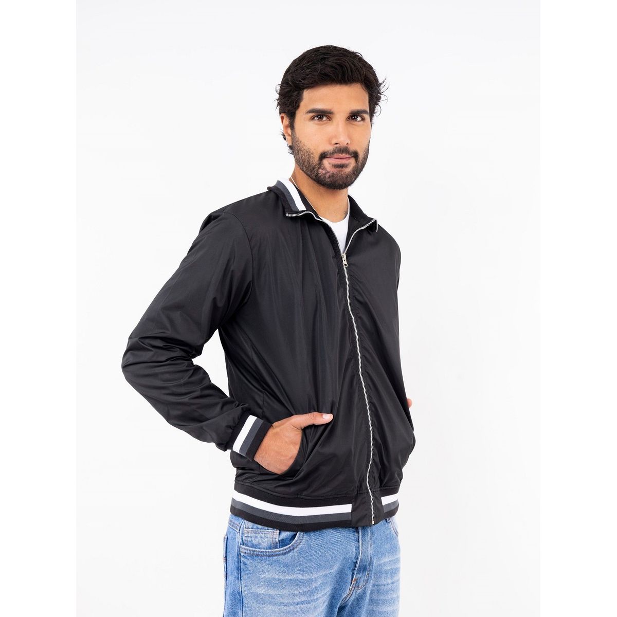 NEW YORK STARS - CASACA CORTAVIENTO BOMBER DE TASLAN-AZUL MARINO