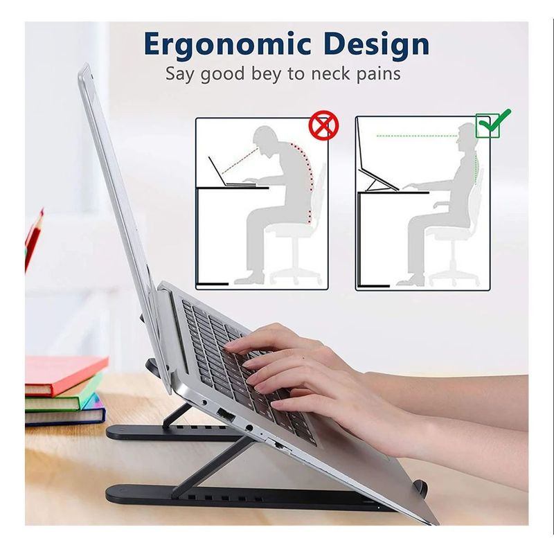 GENERICO - Soporte base para laptop o tablet graduable Negro