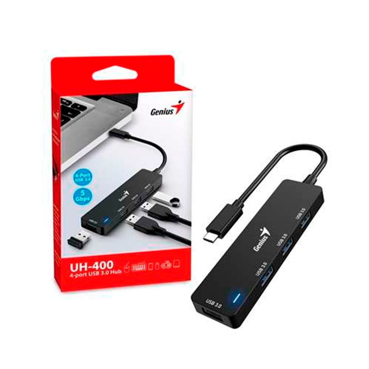 GENIUS - HUB USB-C GENIUS UH-400 4 USB-A 30 BLACK