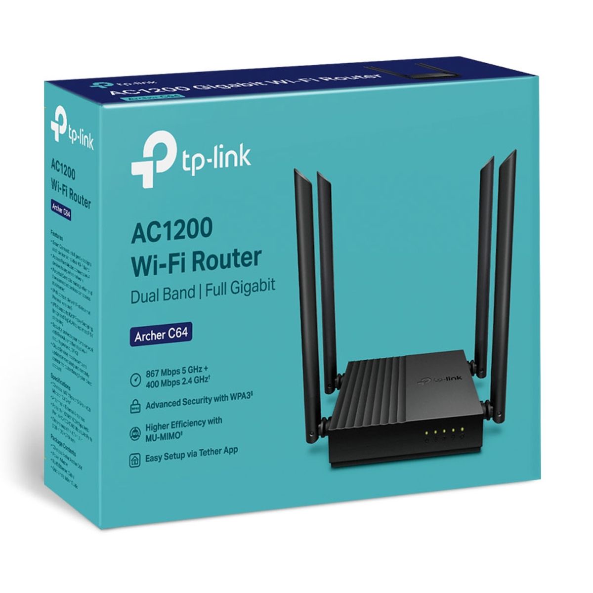 TP LINK - ROUTER TP-LINK ARCHER C64 AC1200 GIGABIT MU-MIMO