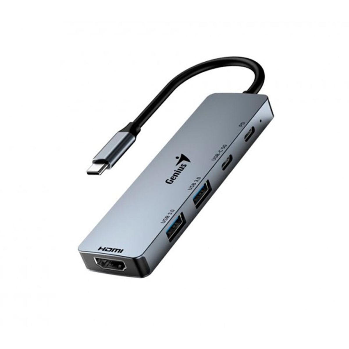 GENIUS - HUB USB-C GENIUS UH-500 3 USB 1 HDMI 4K POWER DELIVERY 100W SILVER