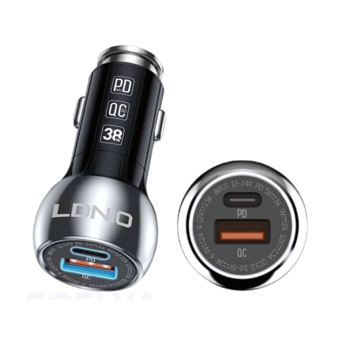 LDNIO - Cargador de Auto LDNIO 3.0 USB a Tipo C 38W - C1