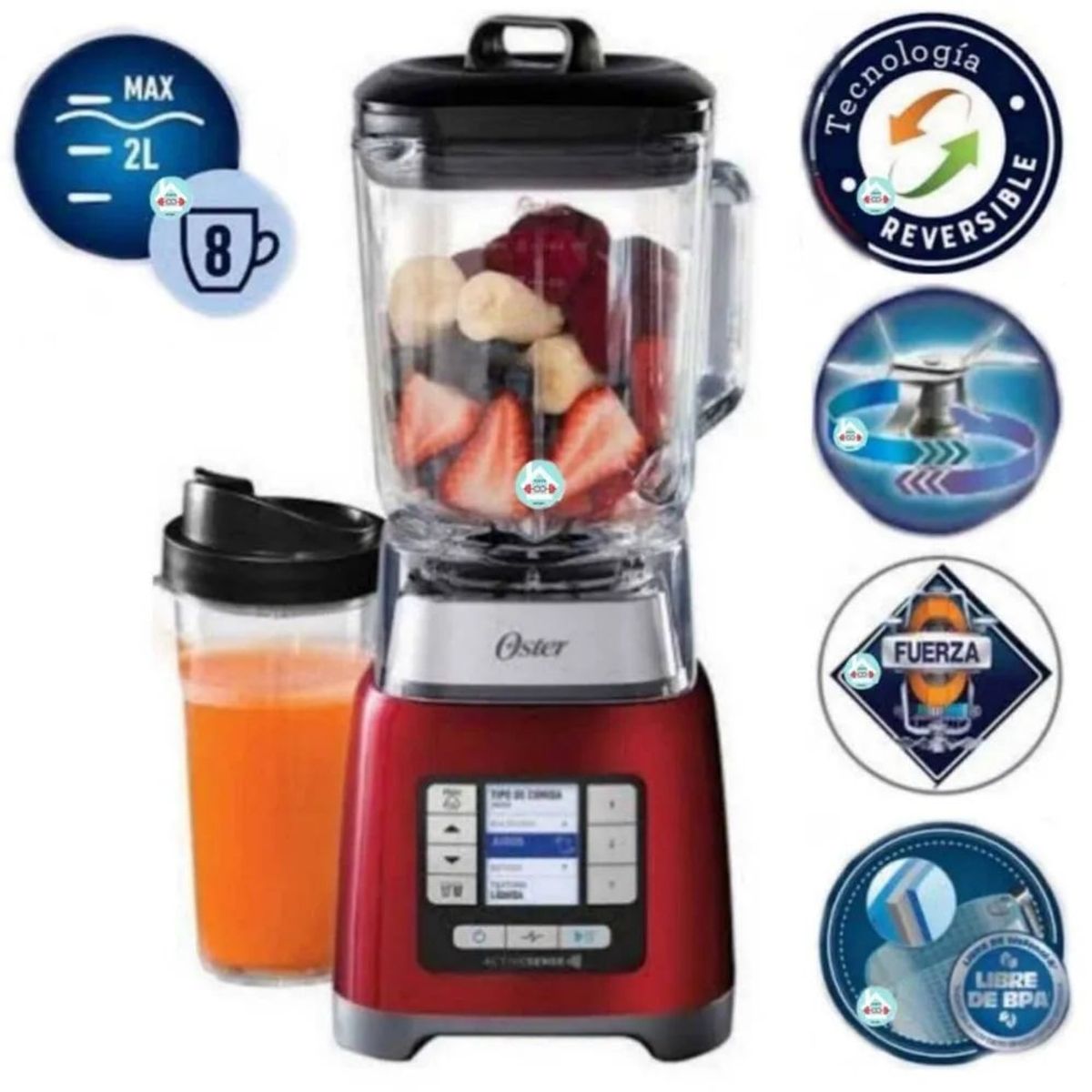 OSTER - Licuadora ActiveSense Oster ROJO  Vaso Blen N Go BLSTTDG RBG