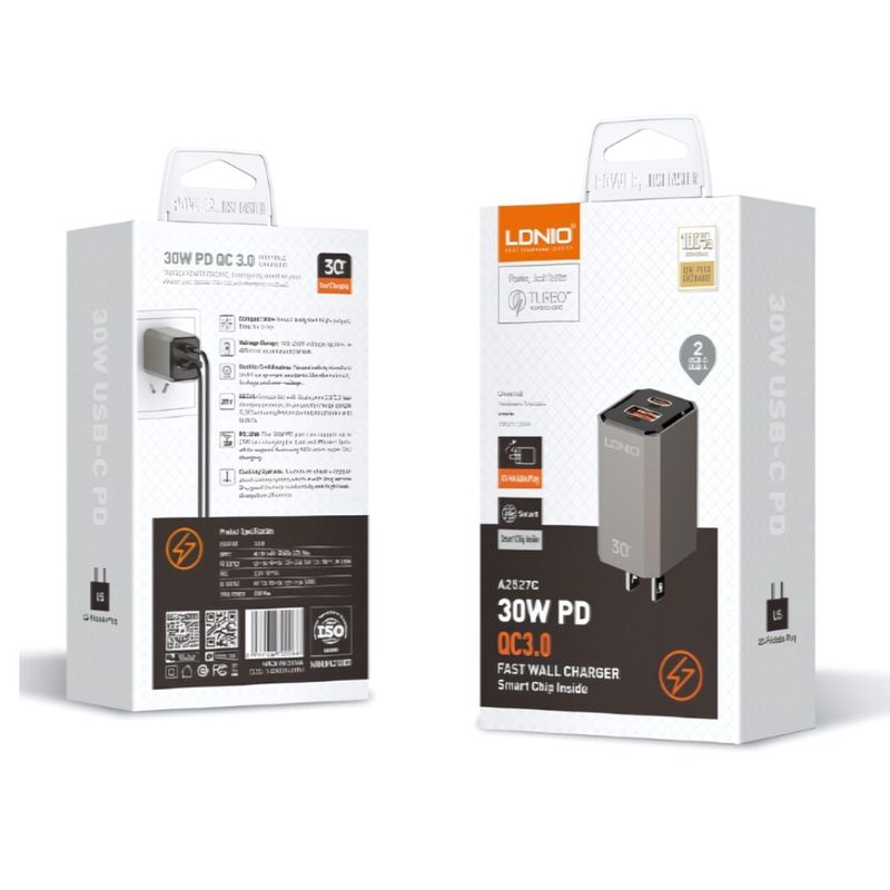 LDNIO - Cargador Carga Rápida 30W LDNIO A2527C Incluye Cable Tipo C a C