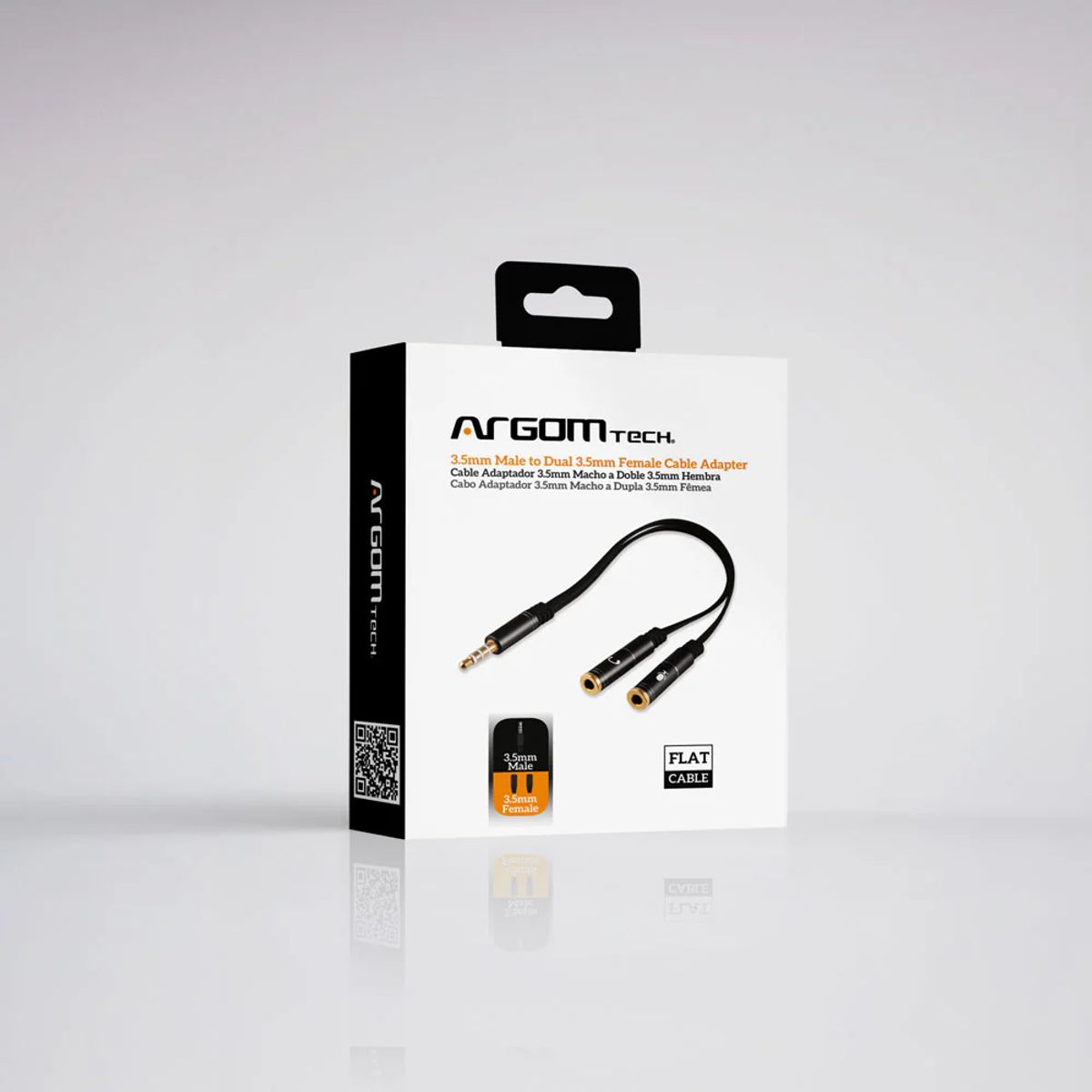 ARGOMTECH - CABLE ADAPTADOR 3.5 mm TRRS MACHO A DUAL 3.5mm TRS HEMBRA