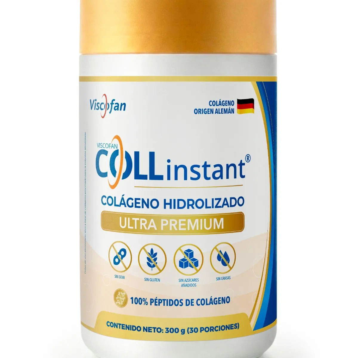 VISCOFAN COLLINSTANT - Colágeno Hidrolizado Alemán Ultra Premium 100% Puro Viscofan COLLinstant® 300g Péptidos de Alta Biodisponibilidad