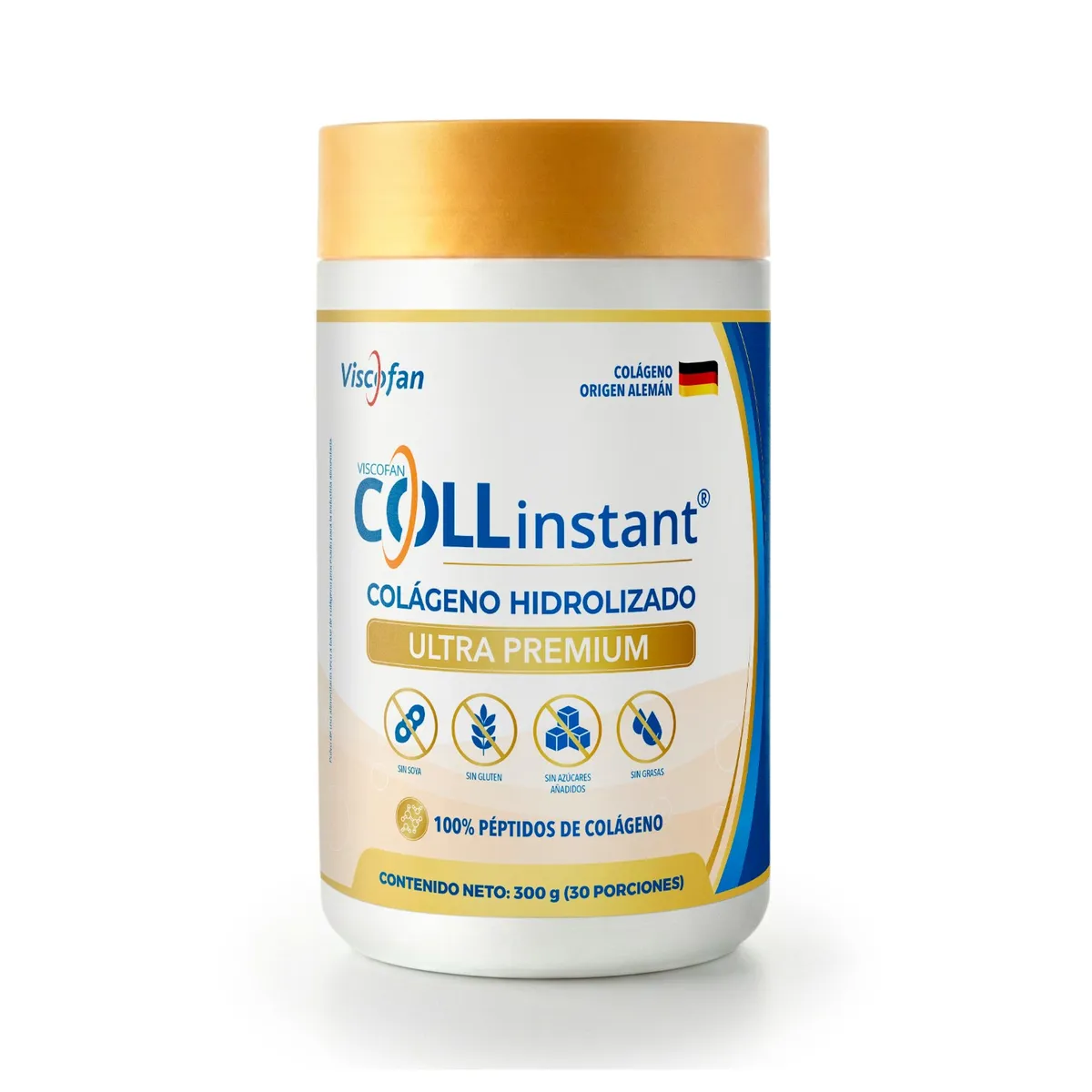 VISCOFAN COLLINSTANT - Colágeno Hidrolizado Alemán Ultra Premium 100% Puro Viscofan COLLinstant® 300g Péptidos de Alta Biodisponibilidad
