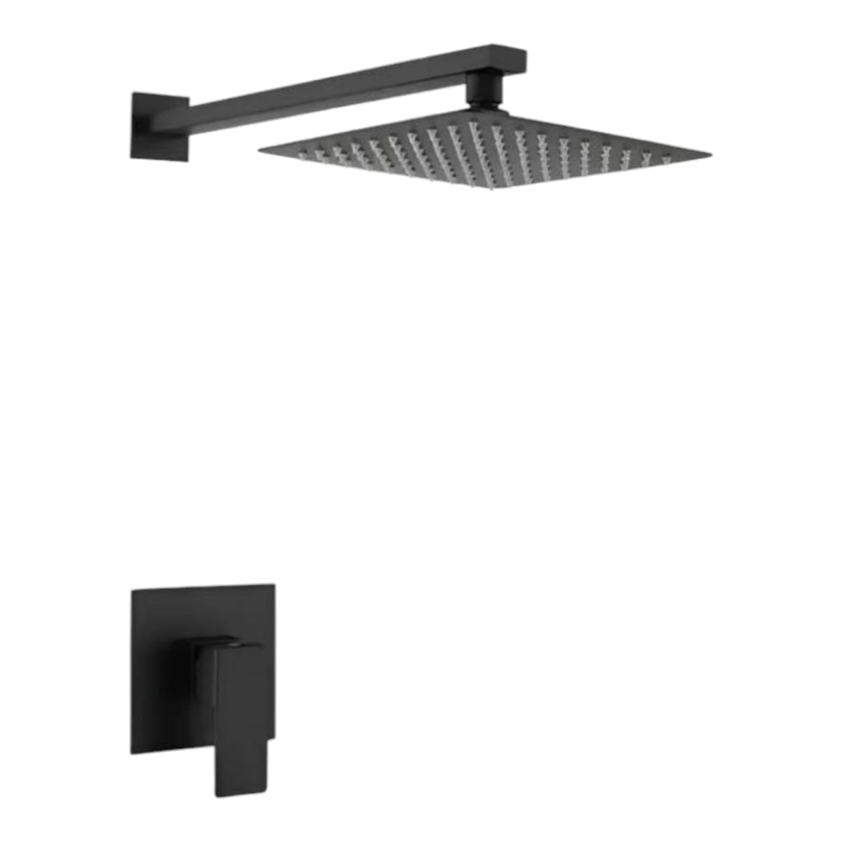 GENERICO - Combo Set Mezcladora + Ducha 20cm brazo Cuadrado 40cm Negro Mate