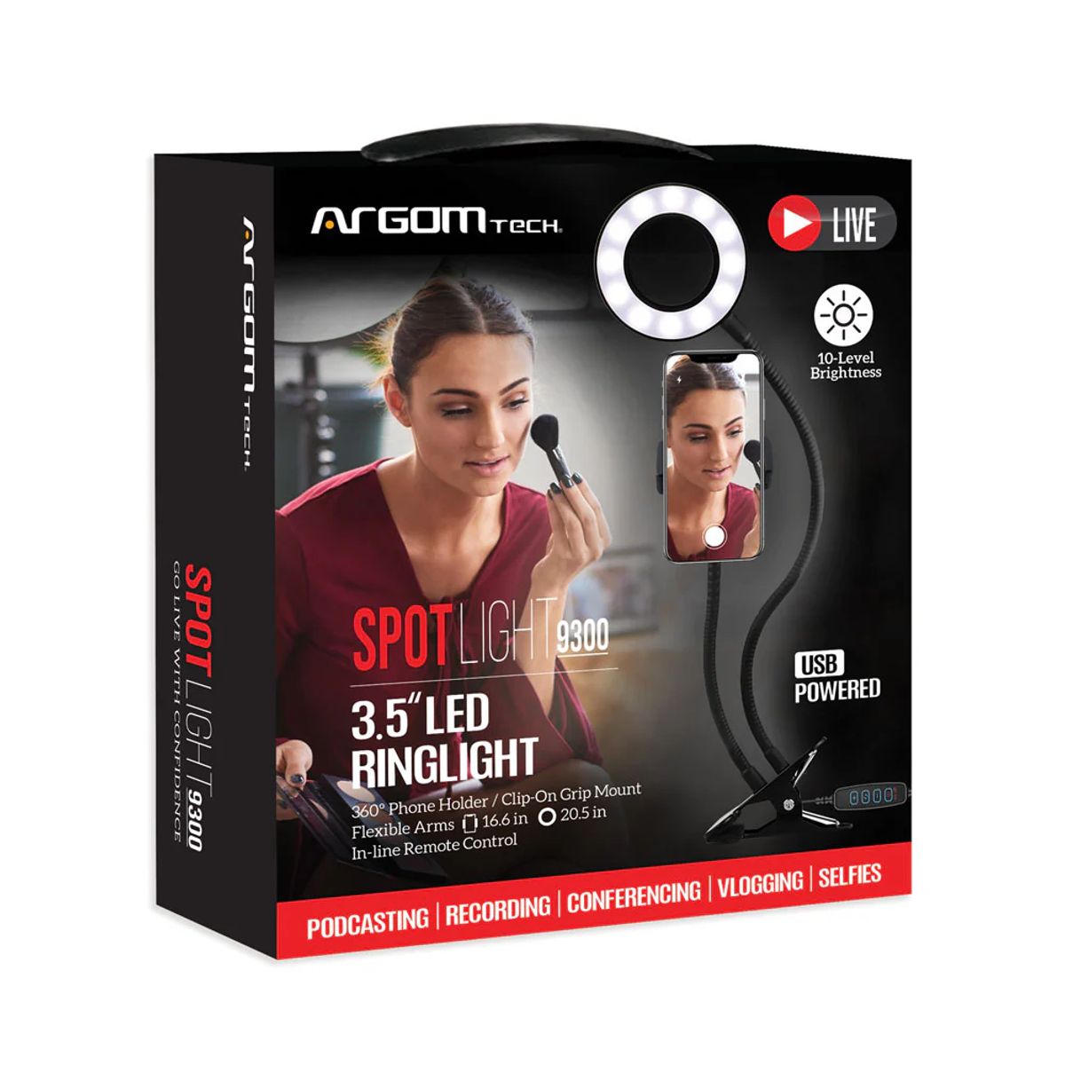 ARGOMTECH - ARO LED DE 35 CON BRAZO FLEXIBLE Y CLIP