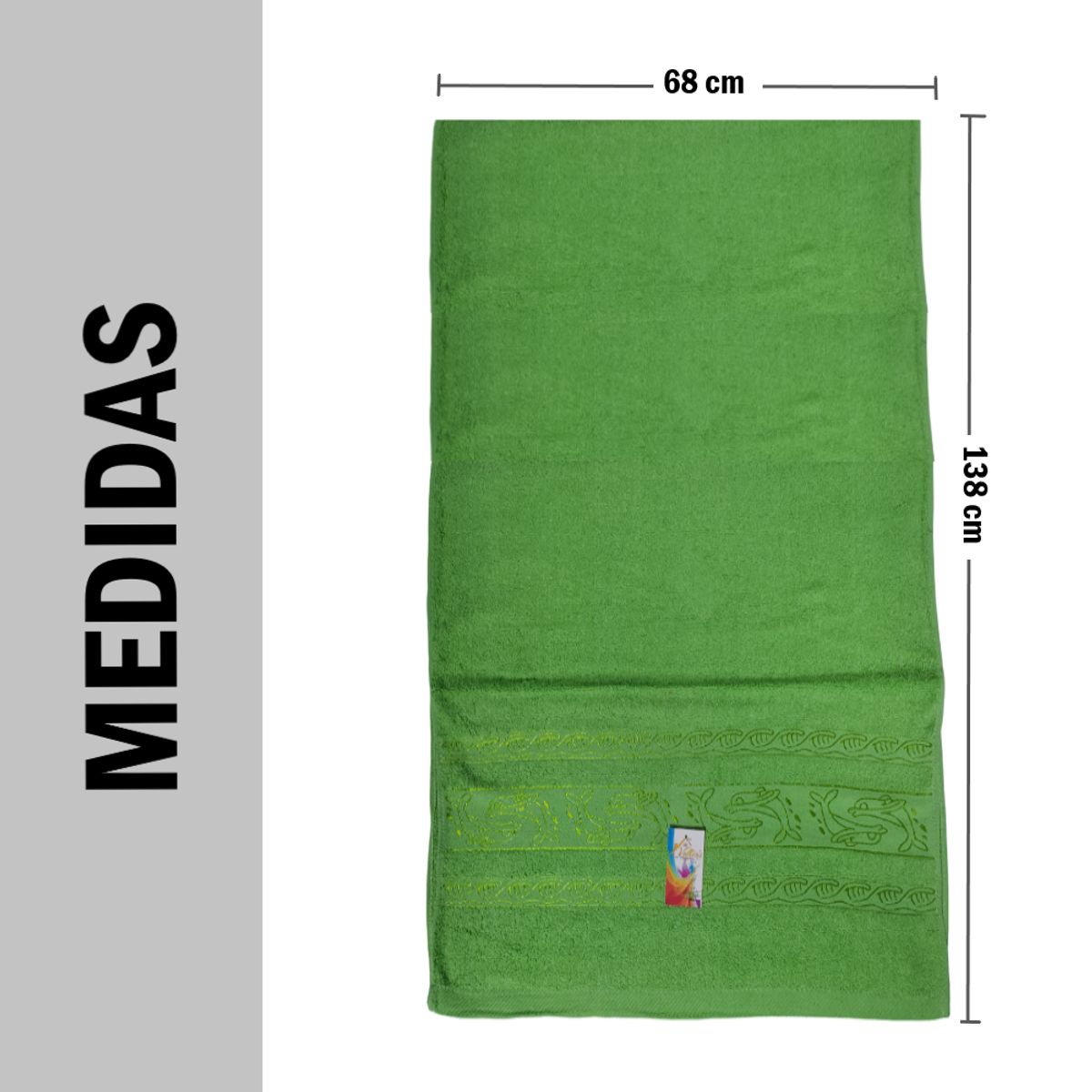 GENERICO - Toalla de cuerpo suave Verde - 138x68cm