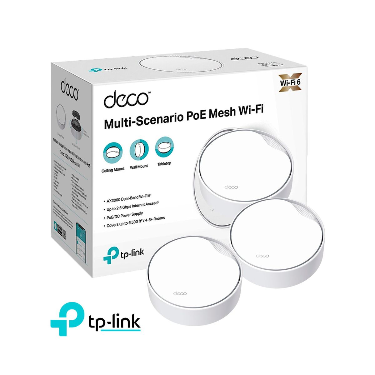 TP LINK - Tp-Link Deco X50-PoE 3 Pack Mesh Sistema Wifi 6 AX3000