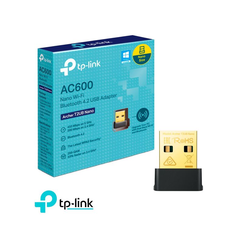 TP LINK - TP-Link Archer T2UB Nano Adaptador USB inalámbrico Wi-Fi 5 AC600
