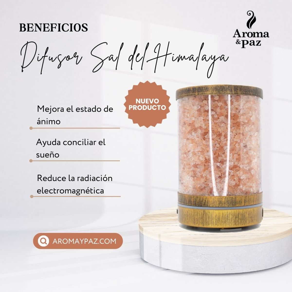AROMA & PAZ - DIFUSOR DE ACEITES ESENCIALES SAL DEL HIMALAYA AROMA Y PAZ