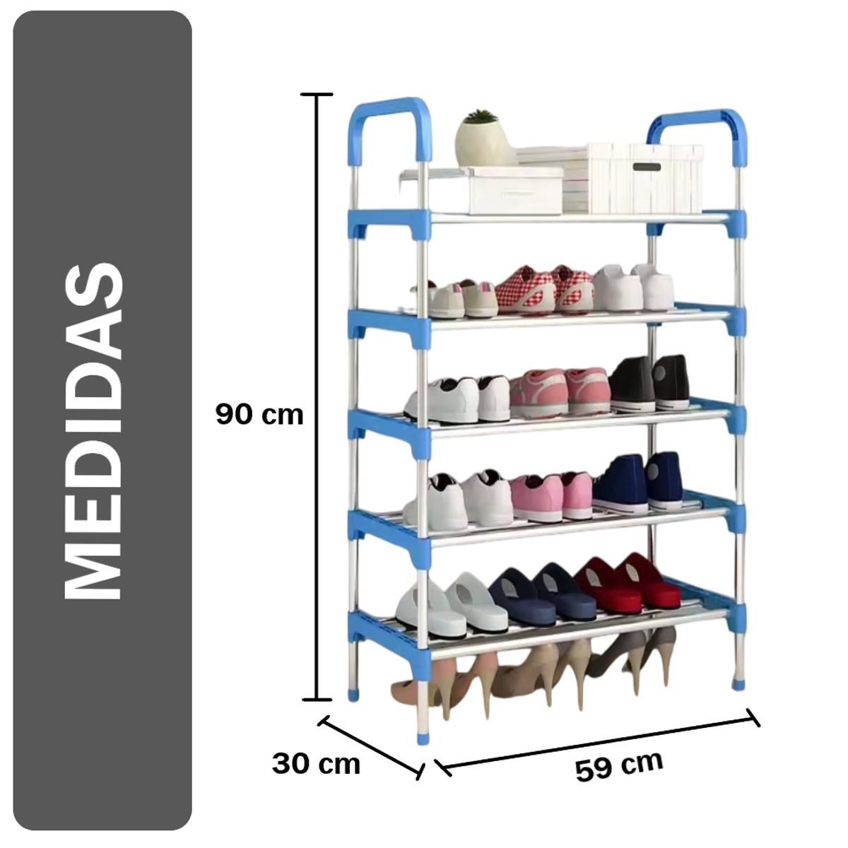 GENERICO - Organizador Estante Zapatero 5 Niveles CELESTE