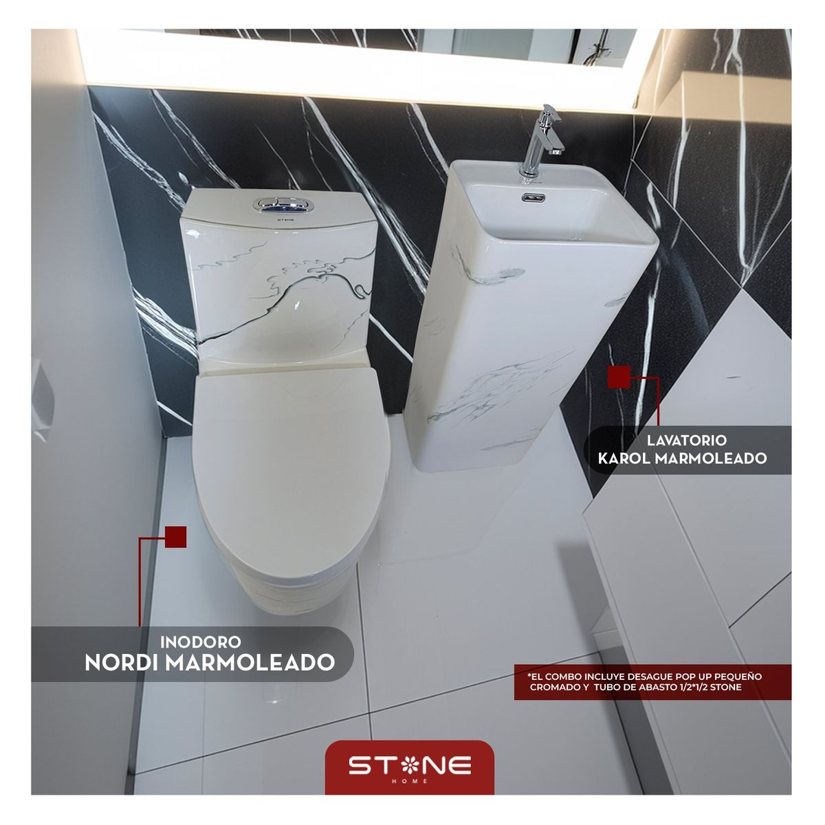 STONE - COMBO NORDI MARMOLEADO + LAVAMANOS KAROL MARMOLEADO STONE