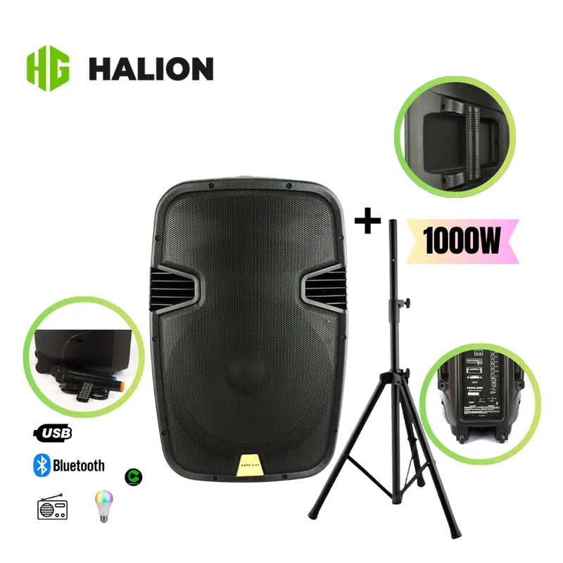 HALION - Parlante Activo HALION 15″ PHA-15MBK 2UHF + TRIPODE