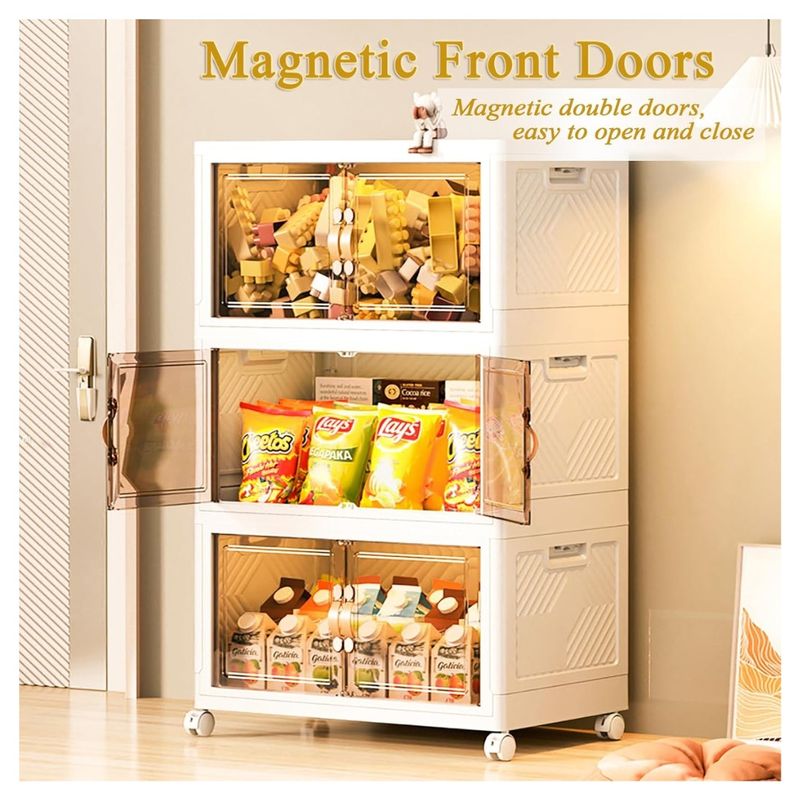 OEM - Estante Plegable de 3 Niveles con Dos Puertas en Blanco