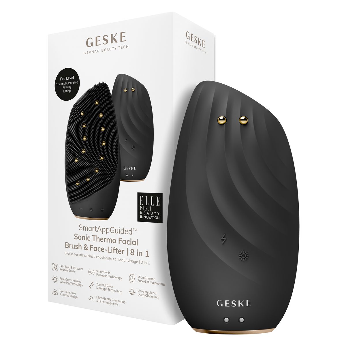 GESKE - Cepillo Sónico Termo Facial 8 en 1 Negro