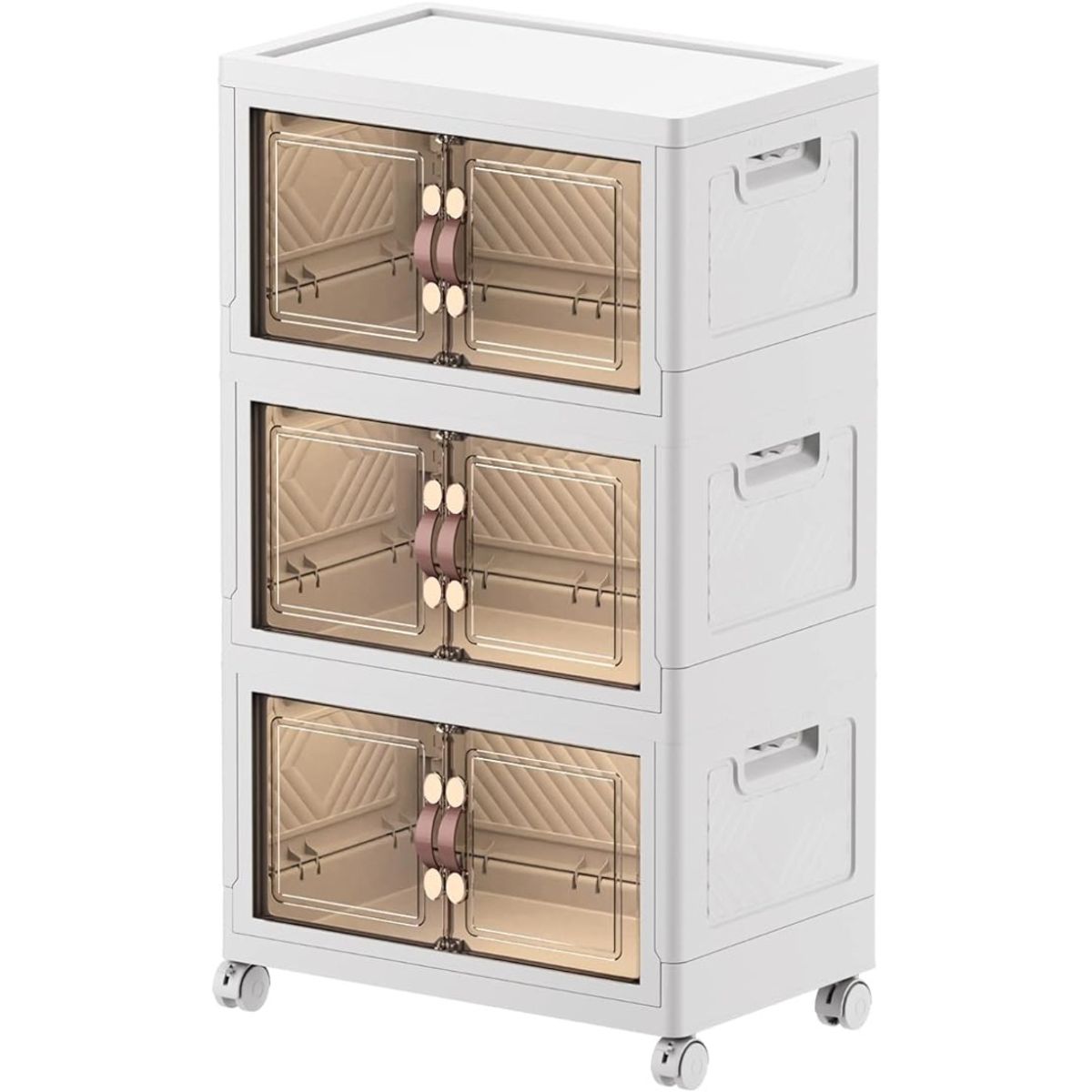 OEM - Estante Plegable de 3 Niveles con Dos Puertas en Blanco